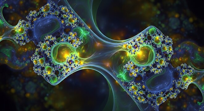 Intricate fractal design with vibrant colors, showcasing digital art creation and abstract imagery