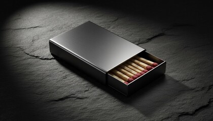 Ammunition in a Metal Case on a Dark Surface.