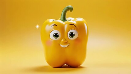 A smiling yellow pepper with a shiny sparkle and blush - Powered by Adobe