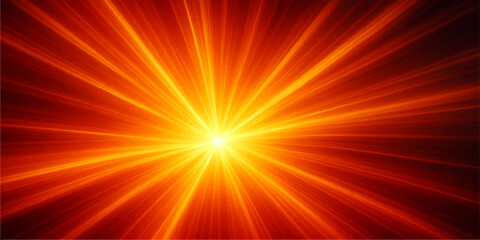 Abstract red background vector illustration featuring a hot, bright sunburst design with glowing orange and yellow rays, conveying intense power and heat
