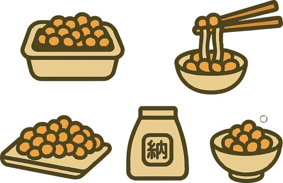 Natto with flat design style, eps 10 illustration