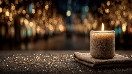 Cozy Candlelight Background with Warm Glow and Soft Bokeh for Relaxing Autumn or Winter Template Design