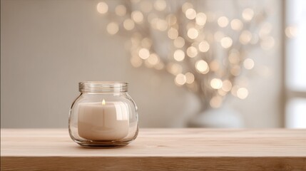 Cozy Candlelight Background with Warm Glow and Soft Bokeh for Relaxing Autumn or Winter Template Design