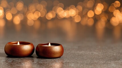 Cozy Candlelight Background with Warm Glow and Soft Bokeh for Relaxing Autumn or Winter Template Design
