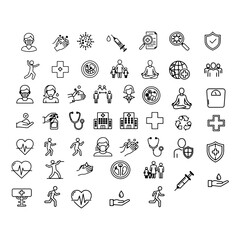 editable thin linear icon pure white background Human Public health icon set.