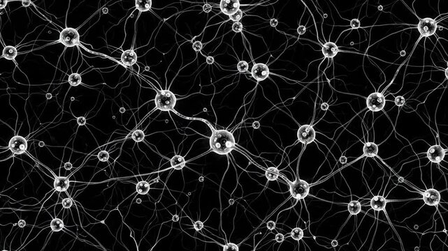 Complex network of interconnected nodes and lines representing a neural or digital system structure