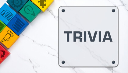 Trivia Business Symbols Colorful Cubes Marble Text 