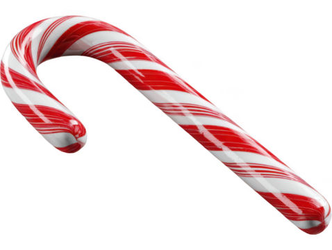 Festive candy cane with red and white stripes, holiday treat for Christmas time