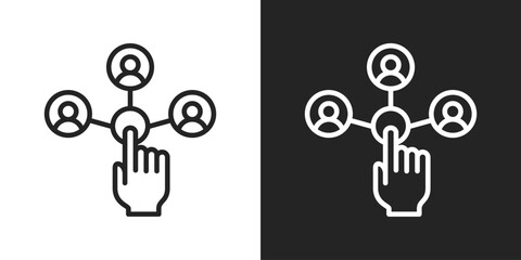 Business Networking Icon In Black And White Line Style