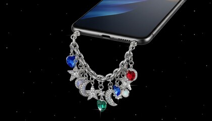 Smartphone with Charm Bracelet - A Blend of Tech and Fashion.