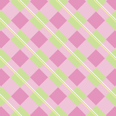 Cute Pastel Plaid and Checkered Pattern Set with Decorative Elements