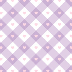 Cute Pastel Plaid and Checkered Pattern Set with Decorative Elements