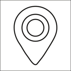 Location pin icon with three concentric circles on isolated white background