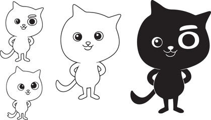 set of funny cartoon cats