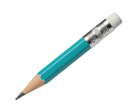 Turquoise pencil with eraser transparent background cutout png