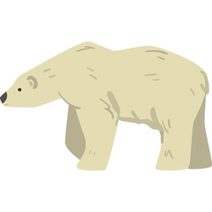 Pixelated Polar Bear Walking Left On Transparent Background In Flat Design Style