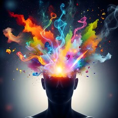 Creative Mind Explosion with Vibrant Color Burst Energy