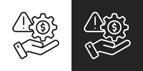 Risk Management Icon In Black And White Line Style