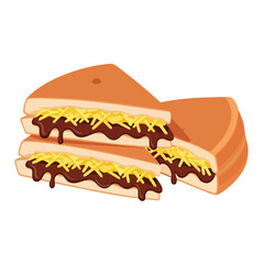 Delicious Kaya Toast A Classic Singaporean Breakfast Treat Illustration.