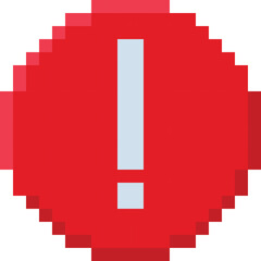 Pixelated Red Exclamation Mark Symbol Warning Sign Isolated on Transparent Background Alert Danger Information Concept