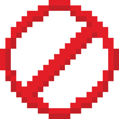 Pixelated Red Circle With Diagonal Line Symbol Over Transparent Background Indicating Prohibition Or Stop Sign