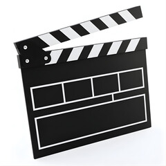Movie Film Clap Board, Hollywood Clapper Board, Wooden Black & White Film Movie Clapboard Accessory, A Film Slate, movie slate 3d illustration isolated on transparent background