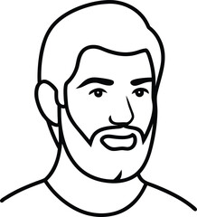 Bearded man line art transparent background