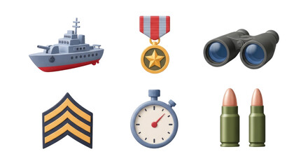Obraz premium Military icons collection transparent background cutout png