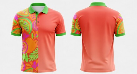 Realistic men's polo shirt mockup featuring soft blue ombre gradient fade design from light to white showing front and back view isolated.