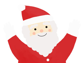 手をあげる笑顔のサンタクロースのイラスト