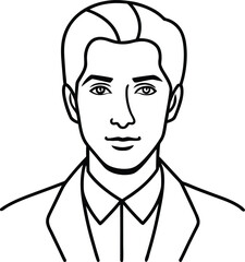 Elegant man portrait minimalist line art on white transparent background