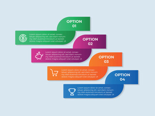 Business infographic template. 4 Step timeline journey. Process diagram, 4 options on white background, social media post, Infograph elements vector illustration.