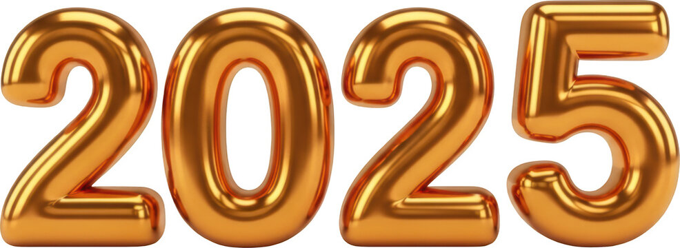 Golden metallic 2025 festive typography