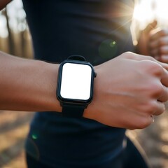 Runner Checking Smartwatch During Outdoor Workout