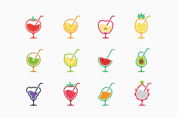 Set of fruit juice logo icon illustration