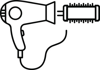 Hair Dryer Line Icon - Beauty Salon Blow Dryer Vector Symbol