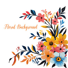 Abstract floral vector pattern illustration with pink blossom and orange lily flowers for spring design