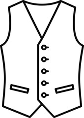 Vest Waistcoat Line Icon - Formal Suit Clothing Vector Symbol
