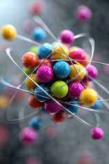 Conceptual illustration of subatomic particles in physics