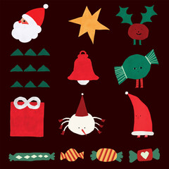 Cute Hand Drawn Christmas Elements Set