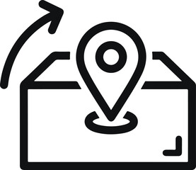 Location pin on map icon with curved arrow navigation route planning travel