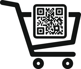 Shopping cart with qr code mobile commerce digital payment concept vector
