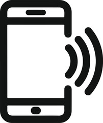 Smartphone line icon with signal waves wireless communication concept illustration