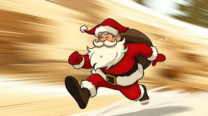 Dynamic Motion Santa Claus Cartoon in Natural Earth Tones