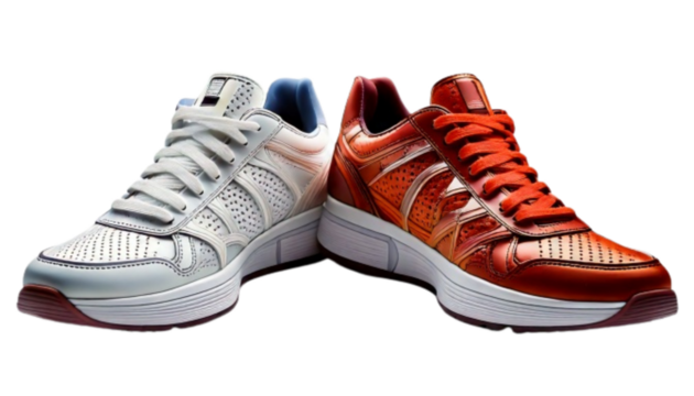 Footwear Duo – Modern and Classic Sneakers, isolated on transparent background
