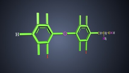 triiodothyronine formula anatomy. 3d illustrations
