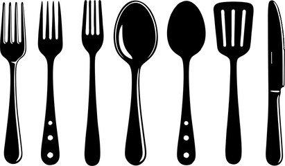 The contours of the cutlery, isolated on white background.
