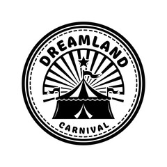 Dreamland Carnival Tent with Star and Banner Logo.