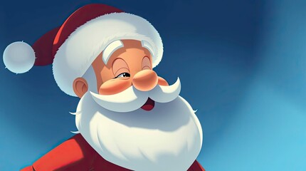 Soft-Lit Santa Claus Cartoon from a Gentle High-Angle Perspective