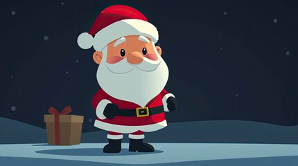 Dramatic Cinematic Santa Claus Cartoon in Modern Flat 2D Design